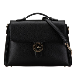 Gucci B Gucci Black Calf Leather Medium Dollar Interlocking G Satchel Italy