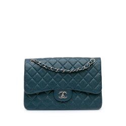 Chanel B Chanel Blue Dark Blue Caviar Leather Leather Jumbo Classic Caviar Double Flap Italy