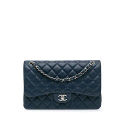 Chanel B Chanel Blue Caviar Leather Leather Jumbo Classic Caviar Double Flap France