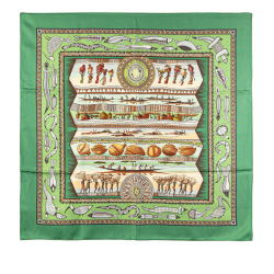 Hermès AB Hermès Green Silk Fabric Vie Du Fleuve Scarf France