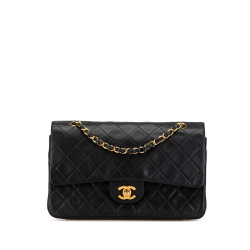 Chanel B Chanel Black Lambskin Leather Leather Medium Classic Lambskin Double Flap France