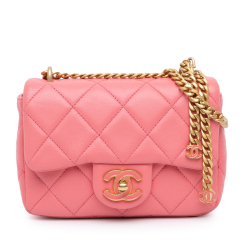 Chanel AB Chanel Pink Lambskin Leather Leather Mini Lambskin Pending CC Flap Italy