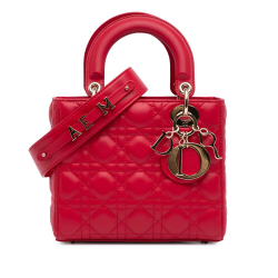 Christian Dior AB Dior Red Lambskin Leather Leather Small Lambskin Cannage My ABCDior Lady Dior Italy