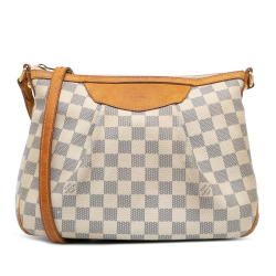 Louis Vuitton B Louis Vuitton White Damier Canvas Canvas Damier Azur Siracusa PM France