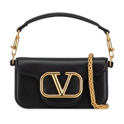 Valentino AB Valentino Black Calf Leather Small skin VLogo Loco Satchel Italy