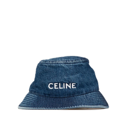 Celine AB Celine Blue Denim Fabric Logo Bucket Hat France