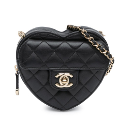 Chanel AB Chanel Black Lambskin Leather Leather Mini Lambskin CC in Love Heart Crossbody France