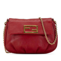 Fendi B Fendi Red Calf Leather Fendista Pochette Crossbody Italy