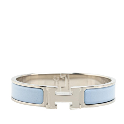 Hermès B Hermès Blue Light Blue with Silver Enamel Other Narrow Clic H Bracelet PM France