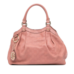 Gucci B Gucci Pink Calf Leather Guccissima Sukey Tote Italy