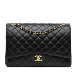 Chanel AB Chanel Black Lambskin Leather Leather Maxi Classic Lambskin Double Flap Italy