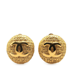 Chanel AB Chanel Gold Gold Plated Metal CC Clip On Earrings France