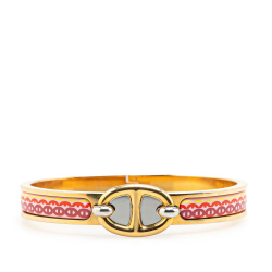 Hermès B Hermès Pink with Gold Enamel Other Printed Mini Clic Chaine d'Ancre Bracelet PM France