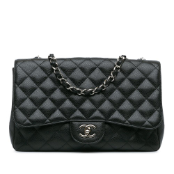 Chanel B Chanel Black Caviar Leather Leather Jumbo Classic Caviar Single Flap Italy