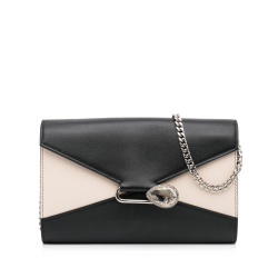 Alexander McQueen B Alexander McQueen Black with White Calf Leather Pin Envelope Crossbody Italy