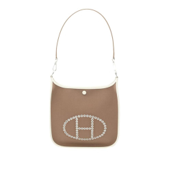 Hermès AB Hermès Brown Taupe with White Ivory Canvas Fabric Toile Officier and Swift Neo Evelyne 29 France