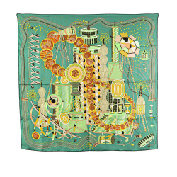 Hermès AB Hermès Green Silk Fabric Le Laboratoire du Temps Scarf France