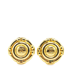 Chanel B Chanel Gold Gold Plated Metal CC Clip On Earrings France