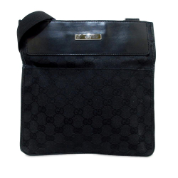 Gucci B Gucci Black Canvas Fabric GG Crossbody Italy