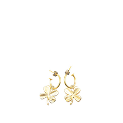 Chanel B Chanel Gold Gold Plated Metal Clover Hoop Push Back Earrings France