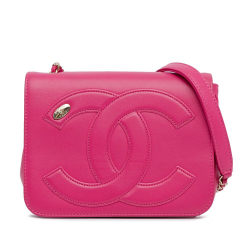 Chanel AB Chanel Pink Hot Pink Lambskin Leather Leather Lambskin CC Mania Flap Italy