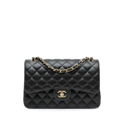 Chanel B Chanel Black Lambskin Leather Leather Jumbo Classic Lambskin Double Flap Italy