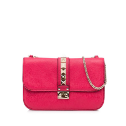 Valentino B Valentino Red Calf Leather Small Rockstud Glam Lock Shoulder Bag Italy