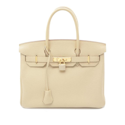 Hermès AB Hermès Brown Light Beige Calf Leather Togo Birkin Retourne 30 France