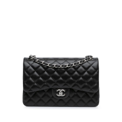 Chanel AB Chanel Black Lambskin Leather Leather Jumbo Classic Lambskin Double Flap France