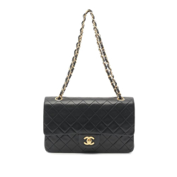 Chanel B Chanel Black Lambskin Leather Leather Medium Classic Lambskin Double Flap Italy