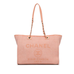 Chanel AB Chanel Pink Salmon Canvas Fabric Small Deauville Tote Italy