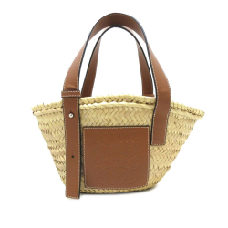 Loewe AB LOEWE Brown Beige Raffia Natural Material Small Basket Tote Spain