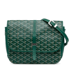 Goyard AB Goyard Green Coated Canvas Fabric Goyardine Belvedere II MM France