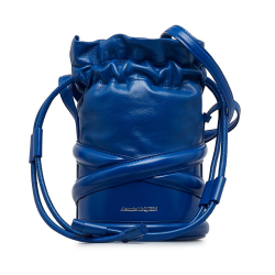 Alexander McQueen AB Alexander McQueen Blue Calf Leather Small The Curve Bucket Bag Italy