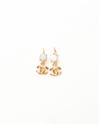 Chanel Coco Mark Stone Gold Earrings