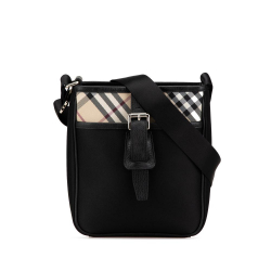 Burberry B Burberry Black Nylon Fabric Nova Check Trimmed Crossbody United Kingdom