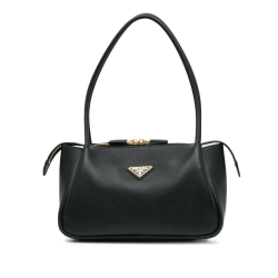 Prada AB Prada Black Calf Leather Medium Soft Shoulder Bag Italy