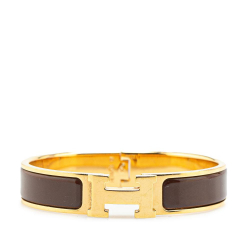 Hermès B Hermès Brown Dark Brown with Gold Enamel Other Narrow Clic H Bracelet PM France