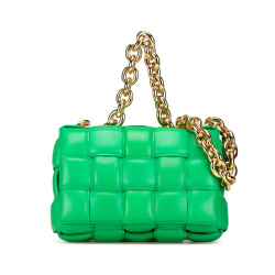 Bottega Veneta AB Bottega Veneta Green Nappa Leather Leather Nappa Intrecciato Padded Chain Cassette Satchel Italy