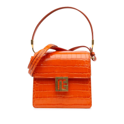 Balmain AB Balmain Orange Dark Orange Calf Leather Embossed skin Ely Satchel Italy