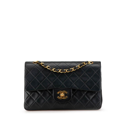 Chanel B Chanel Black Lambskin Leather Leather Small Classic Lambskin Double Flap France