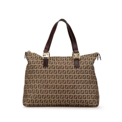 Fendi B Fendi Brown Canvas Fabric Zucchino Tote Italy