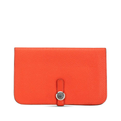 Hermès AB Hermès Orange Calf Leather Togo Dogon Duo Wallet GM France