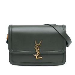 Saint Laurent B Saint Laurent Green Dark Green Calf Leather Medium Solferino Satchel In Box Italy