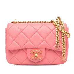 Chanel B Chanel Pink Lambskin Leather Leather Mini Lambskin Pending CC Flap Italy