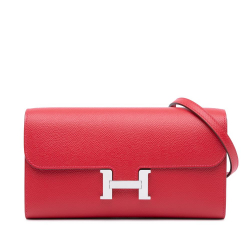 Hermès AB Hermès Red Calf Leather Epsom Constance Long To Go Wallet France