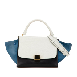 Celine B Celine Black with Multi Calf Leather Small Tricolor Trapeze Satchel Italy