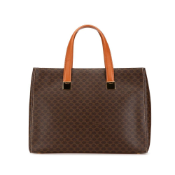 Celine B Celine Brown Coated Canvas Fabric Macadam Tote Italy