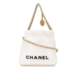 Chanel AB Chanel White Calf Leather Mini Shiny skin 22 Hobo Italy