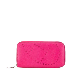 Hermès B Hermès Pink Hot Pink Goatskin Leather Chevre Mysore Evelyne Long Wallet France